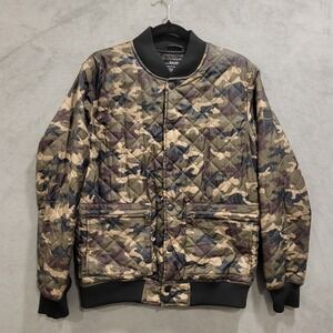 Parish Nation Camouflage Quilted Full-Zip Bomber Jacket Men's Size Small Warm‎